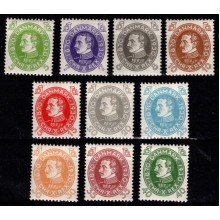 1930. Danmark. Christian X. 60-års fødselsdag. Komplet sæt. Ustemplet.